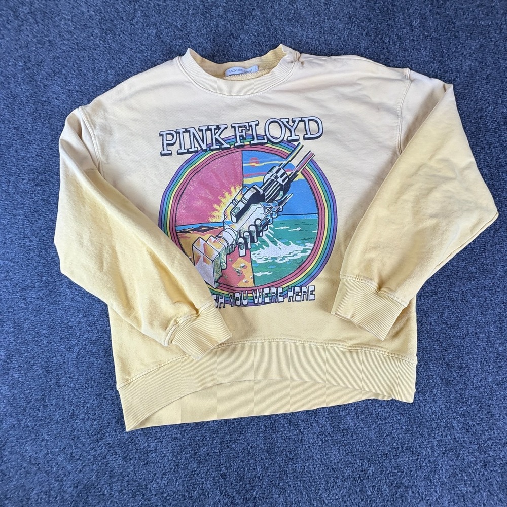 Daydreamer LA Revolve Sweatshirt Women Small Yellow Cotton Wish You Were Here